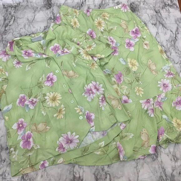 Alfred Dunner Vintage Floral Two Piece Set Skirt Green Size 8 vintage Y2K - Picture 1 of 9